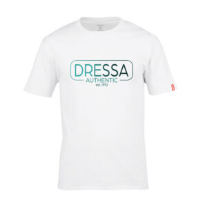 Dressa Authentic feliratos környakú rövid ujjú pamut póló - fehér