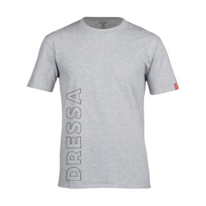 Dressa Outline feliratos környakú rövid ujjú pamut póló - melírszürke