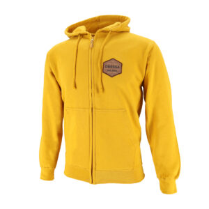 Dressa pamut kapucnis cipzáras pulóver - mustár