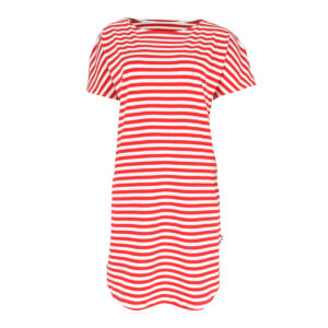Dressa Rigato pamut női zsebes csíkos pólóruha - piros és fehér