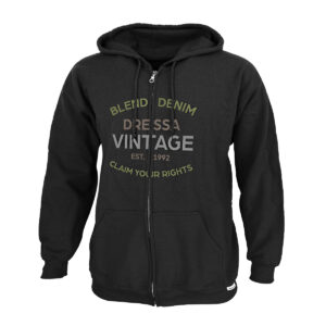 Dressa Vintage Blend feliratos cipzáros kapucnis nagyméretű pamut pulóver