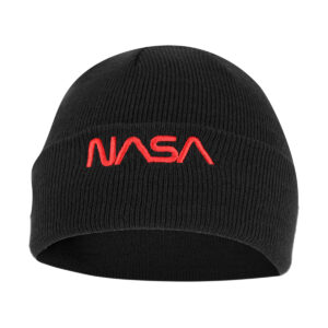 Nasa Worm Red hímzett beanie kötött sapka