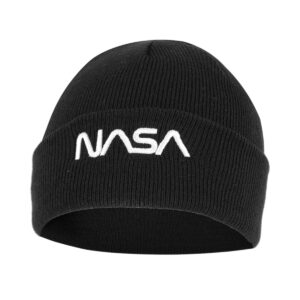 Nasa Worm White hímzett beanie kötött sapka