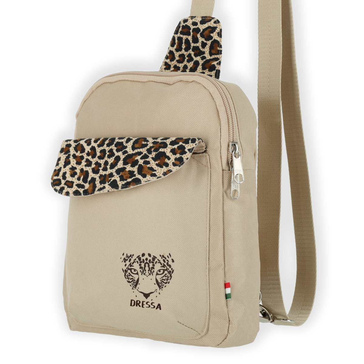 Dressa Leopard mintás állítható pántos női válltáska testtáska