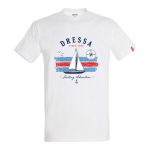 Dressa Sailing Adventure hajó mintás környakú rövid ujjú nagyméretű pamut póló