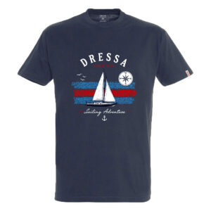 Dressa Sailing Adventure hajó mintás környakú rövid ujjú nagyméretű pamut póló