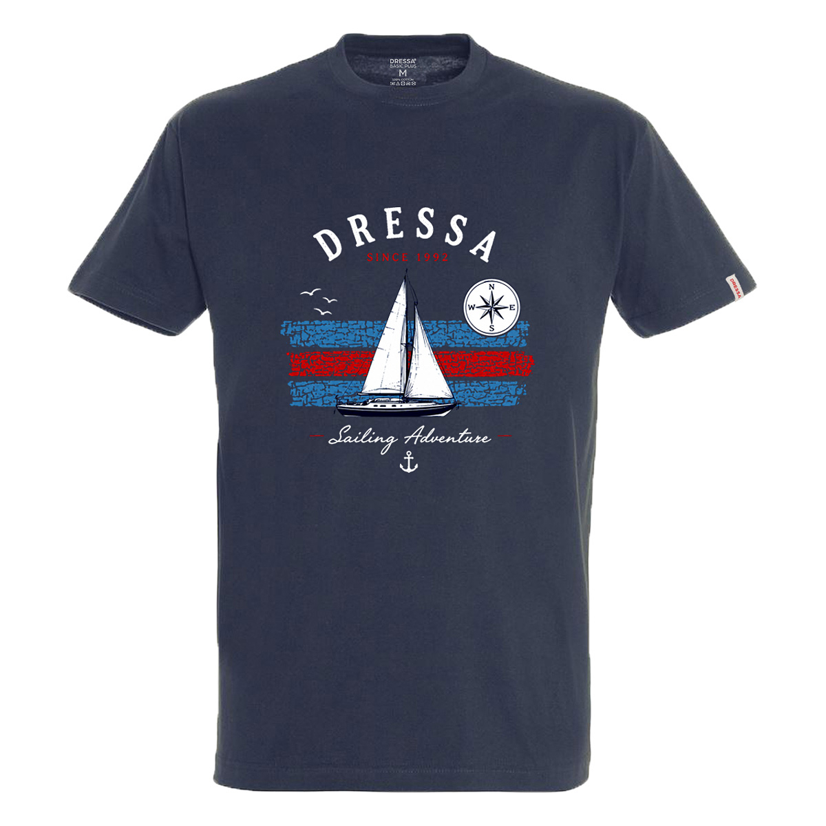 Dressa Sailing Adventure hajó mintás környakú rövid ujjú nagyméretű pamut póló