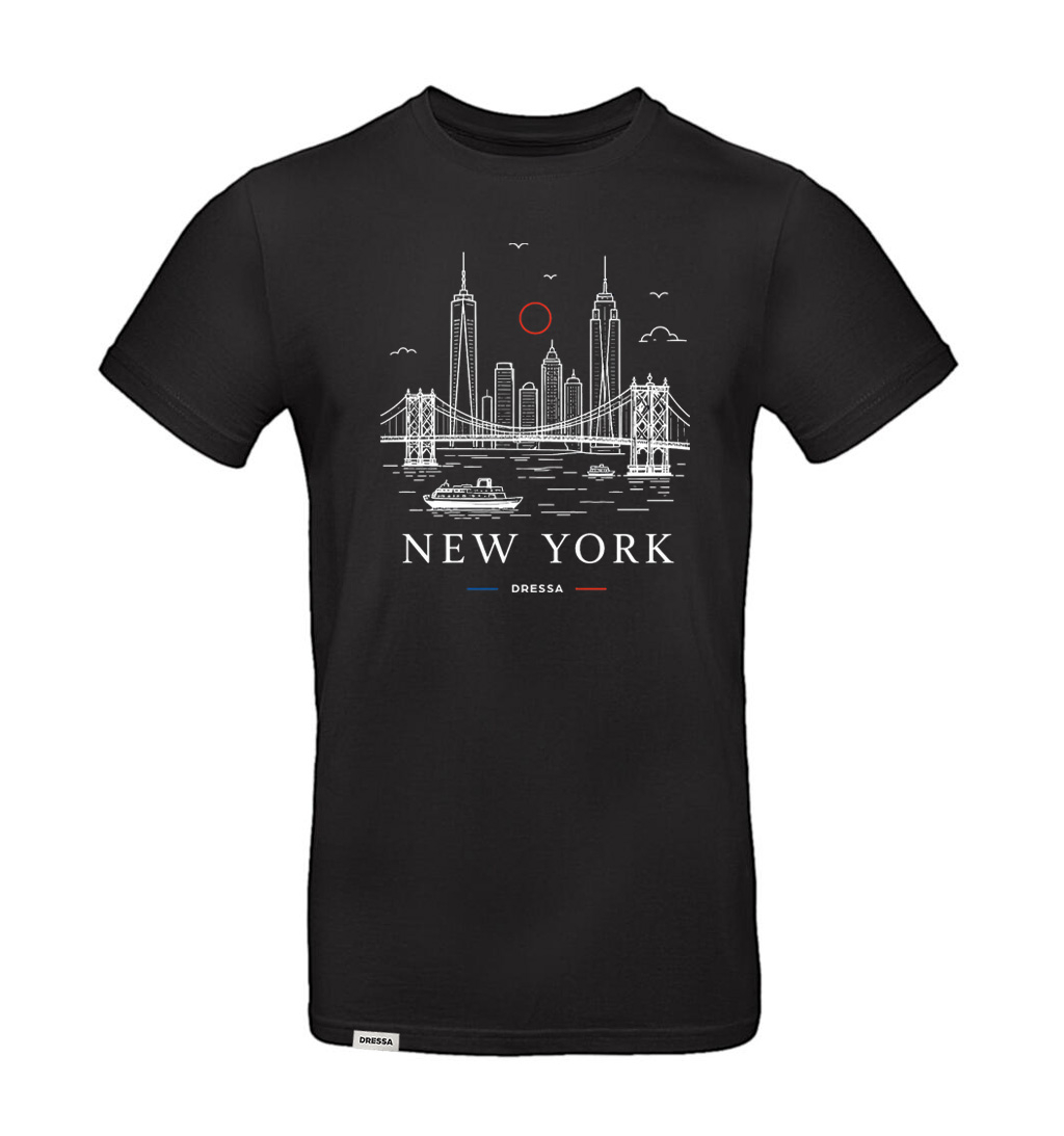 Dressa New York mintás környakú rövid ujjú pamut póló